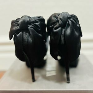 Black Satin Heels with bow detail